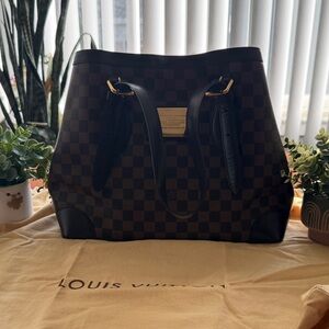 Louis Vuitton Damier Ebene Brown Tote with Gold Hardware